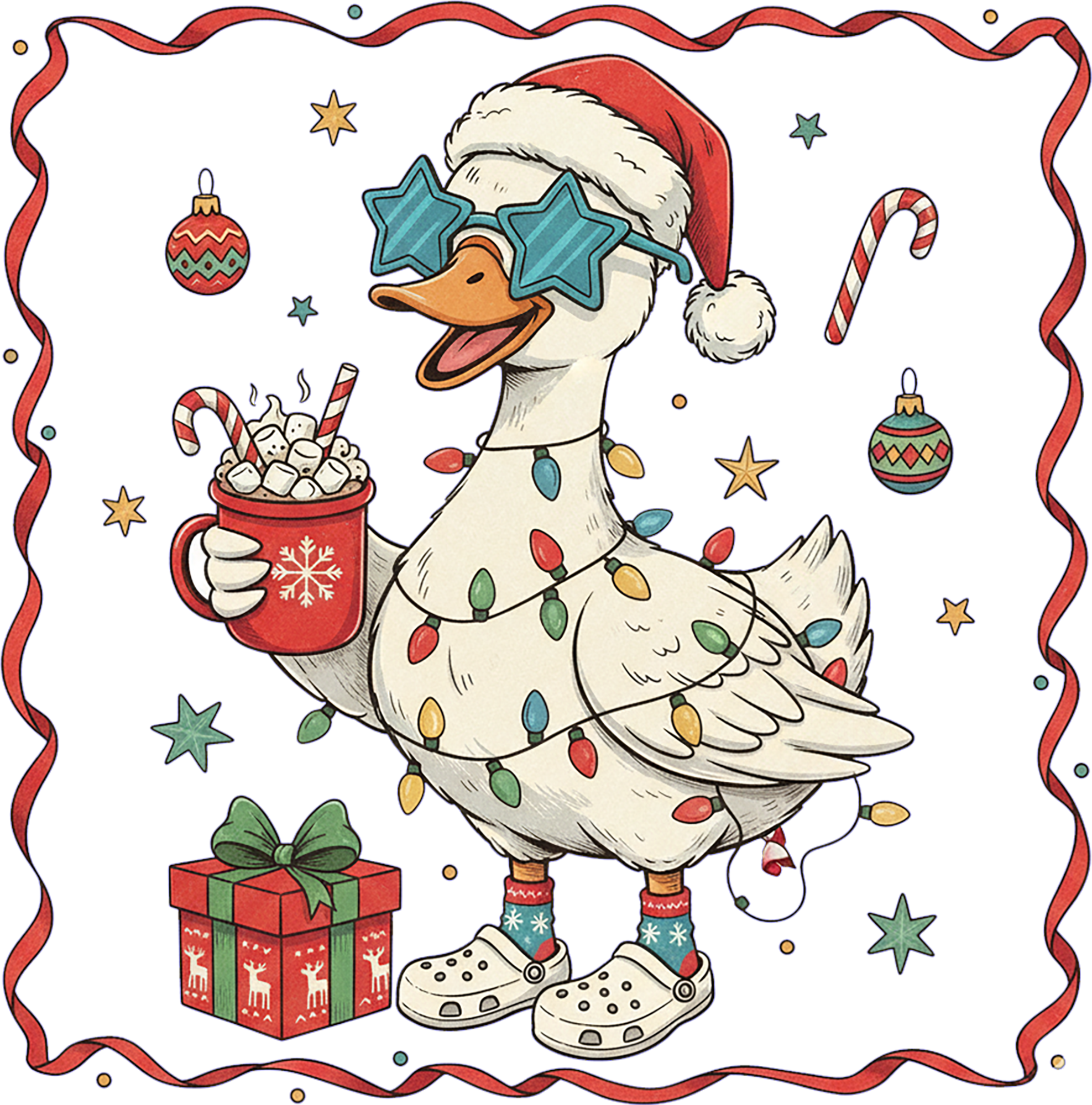 Cool Christmas Goose - Christmas Ready to Press DTF Transfer