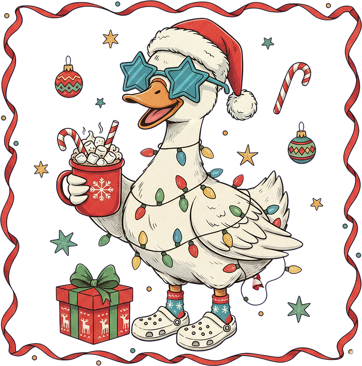 Cool Christmas Goose - Christmas Ready to Press DTF Transfer