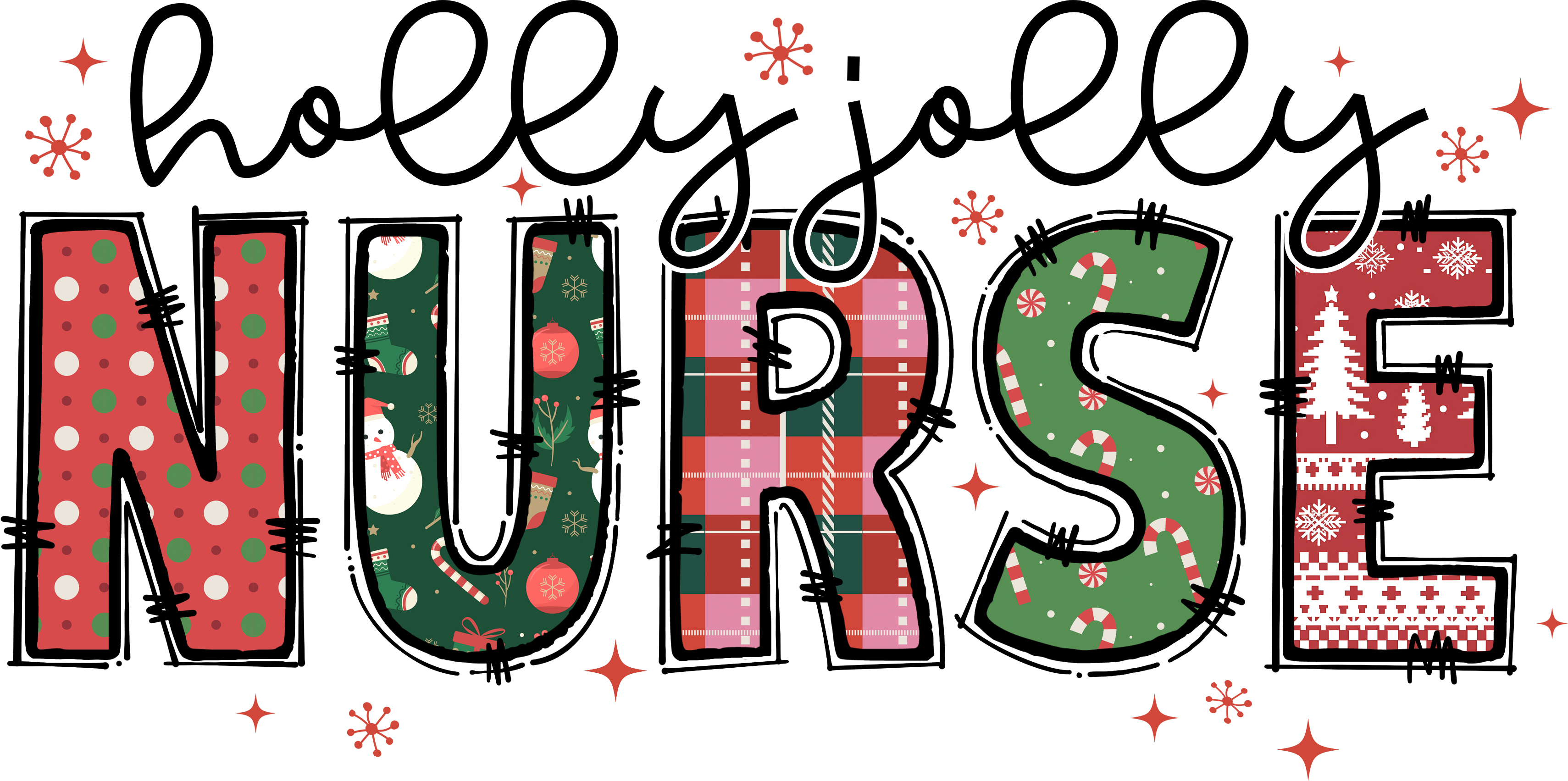 Holly Jolly Nurse - Christmas Ready to Press DTF Transfer
