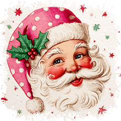 Christmas Vintage Pink Santa - Christmas Ready to Press DTF Transfer