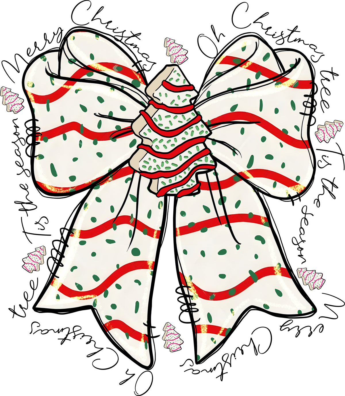 Christmas Tree Cake Bow - Christmas Ready to Press DTF Transfer