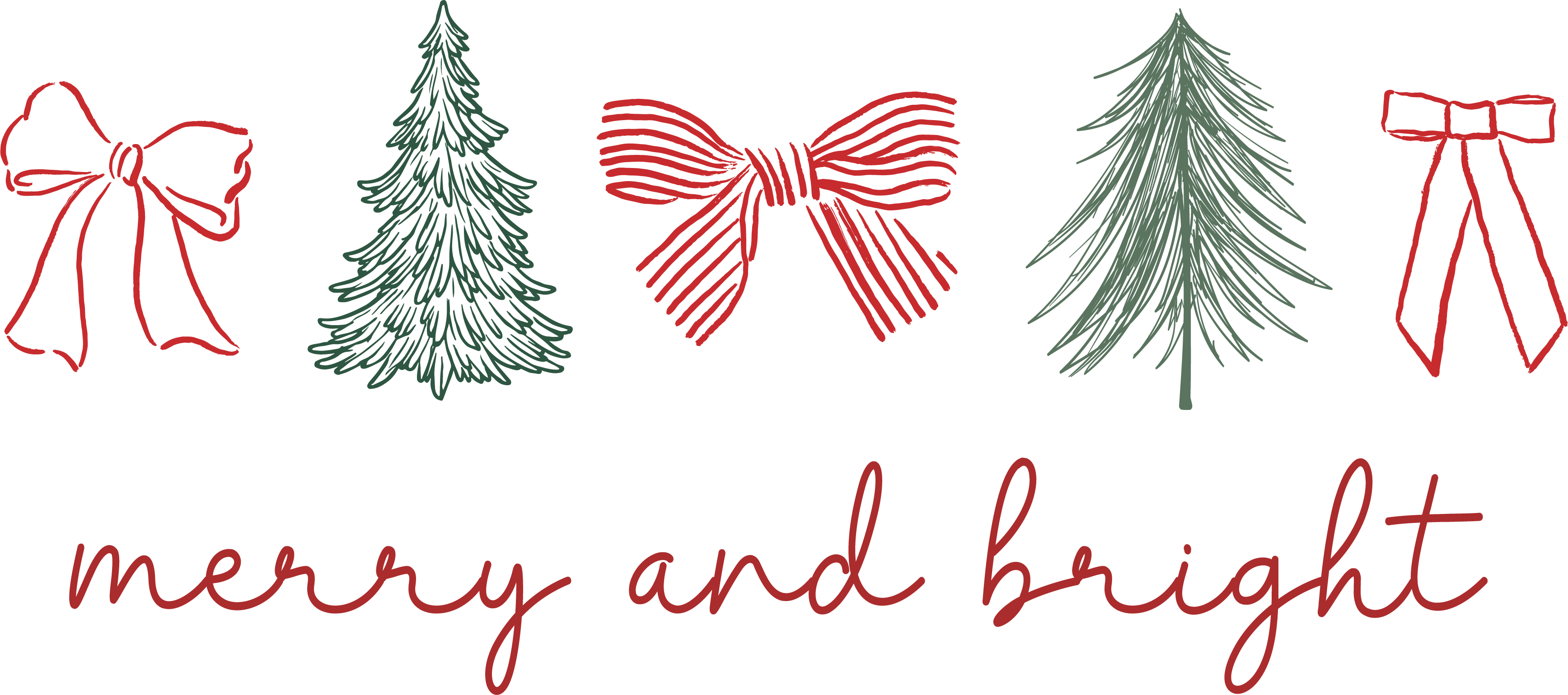 Christmas Tree Bow Merry And Bright - Christmas Ready to Press DTF Transfer