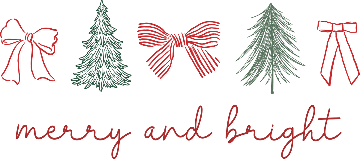 Christmas Tree Bow Merry And Bright - Christmas Ready to Press DTF Transfer