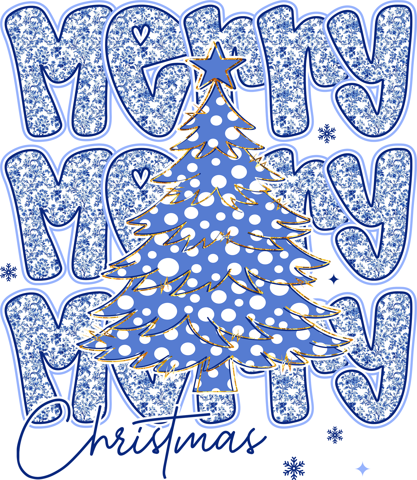 Blue Merry Christmas - Christmas Ready to Press DTF Transfer