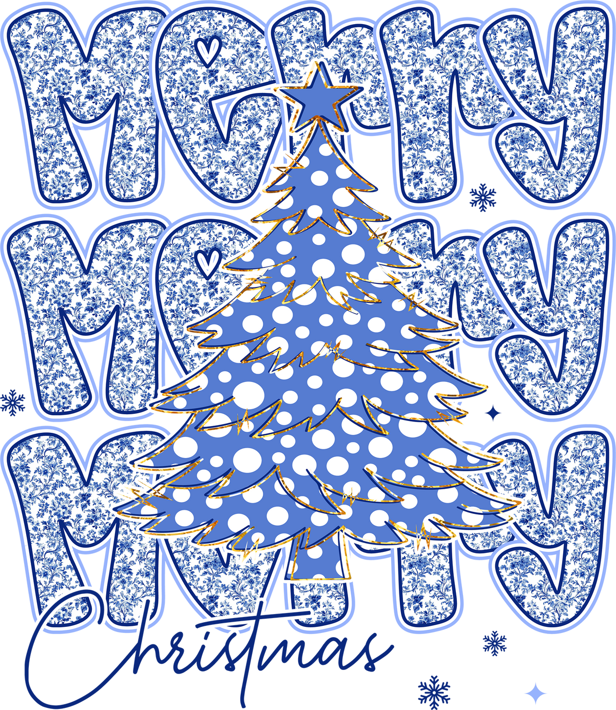 Blue Merry Christmas - Christmas Ready to Press DTF Transfer