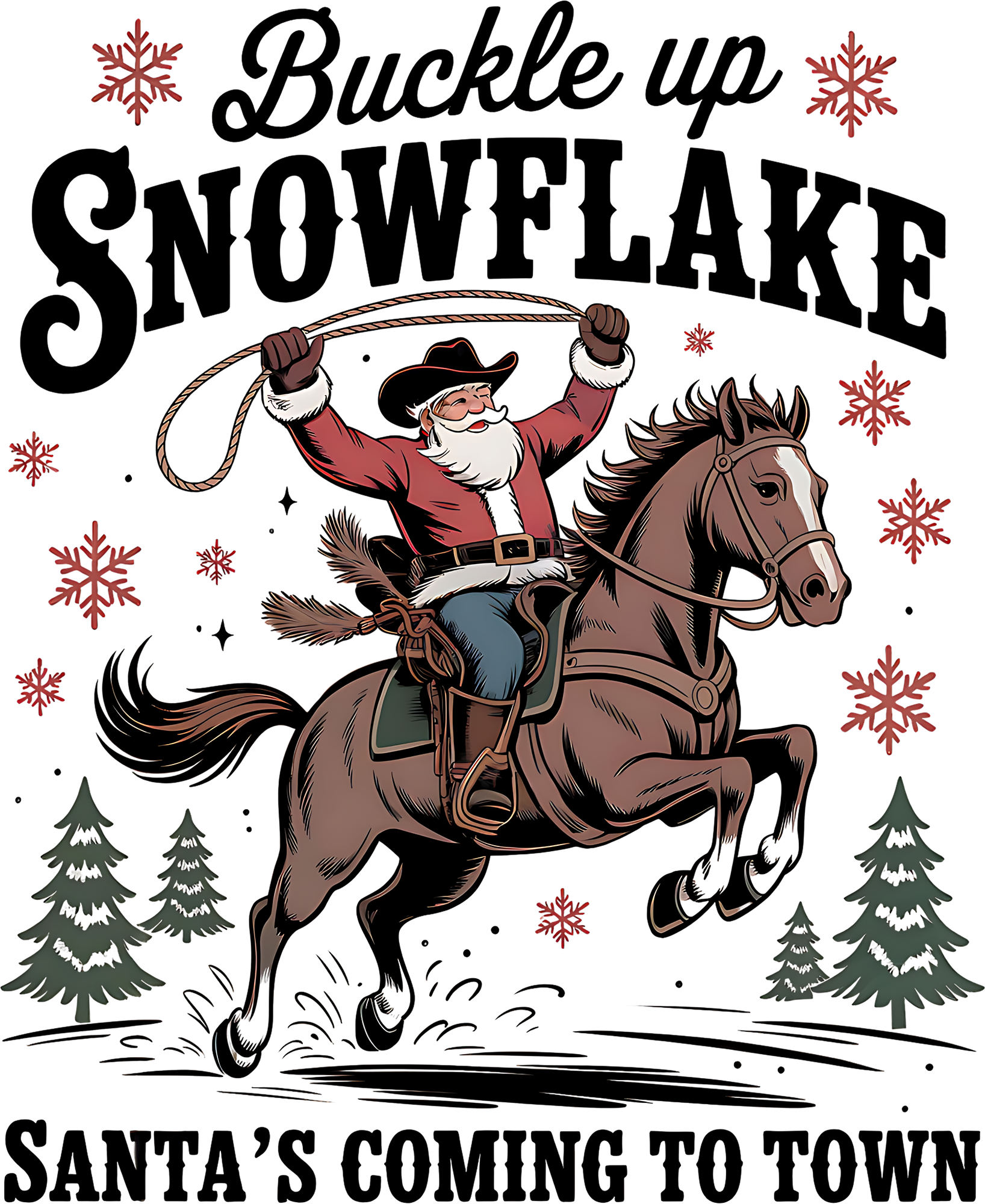 Retro Christmas Cowboy Santa - Christmas Ready to Press DTF Transfer