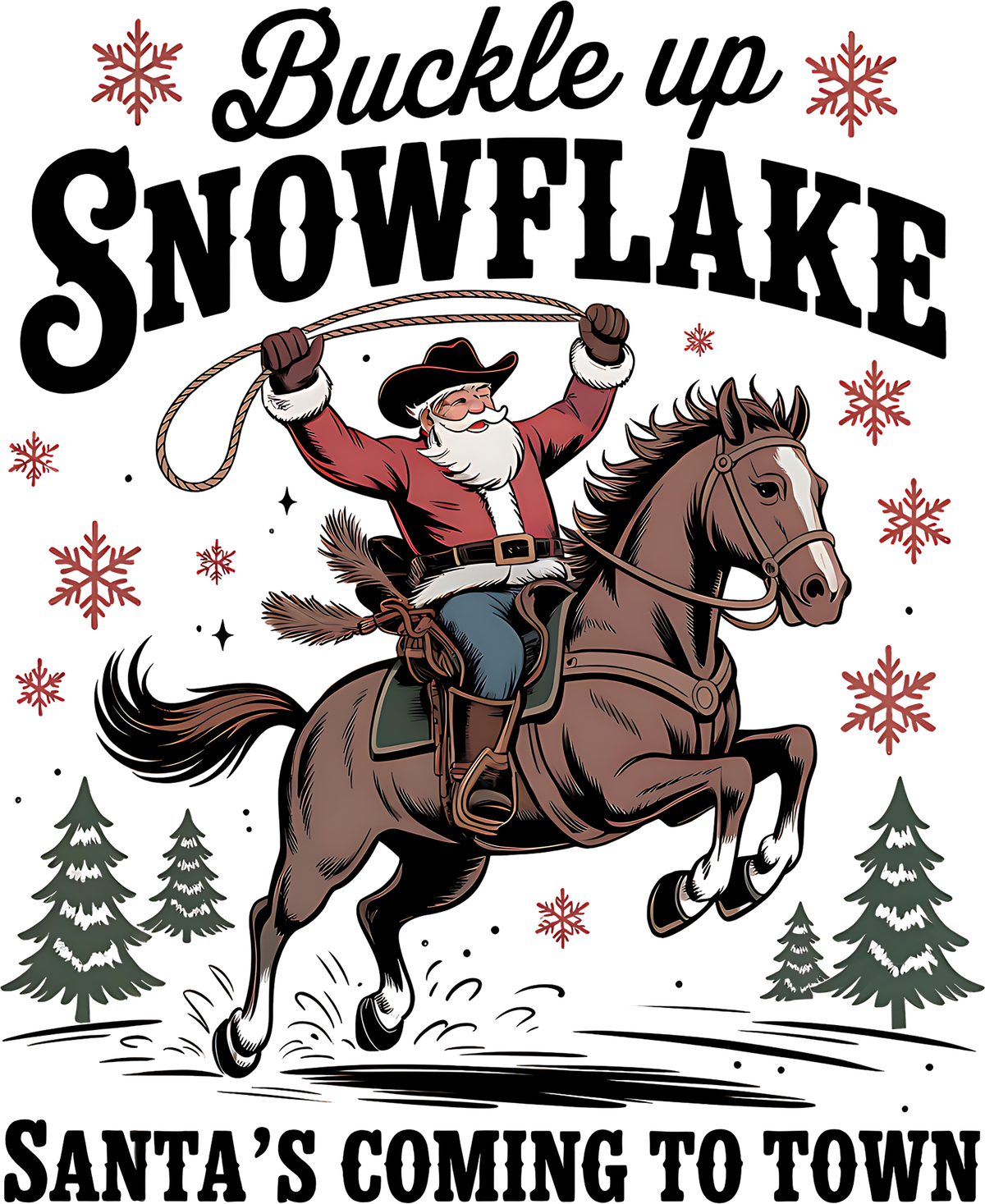 Retro Christmas Cowboy Santa - Christmas Ready to Press DTF Transfer