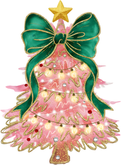 Brushstroke Christmas Tree Coquette Bow - Christmas Ready to Press DTF Transfer