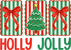 Holly Jolly Christmas Tree Bow - Christmas Ready to Press DTF Transfer