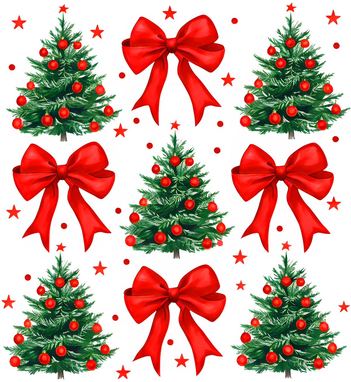 Coquette Christmas Trees Red Bows - Christmas Ready to Press DTF Transfer
