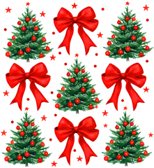 Coquette Christmas Trees Red Bows - Christmas Ready to Press DTF Transfer