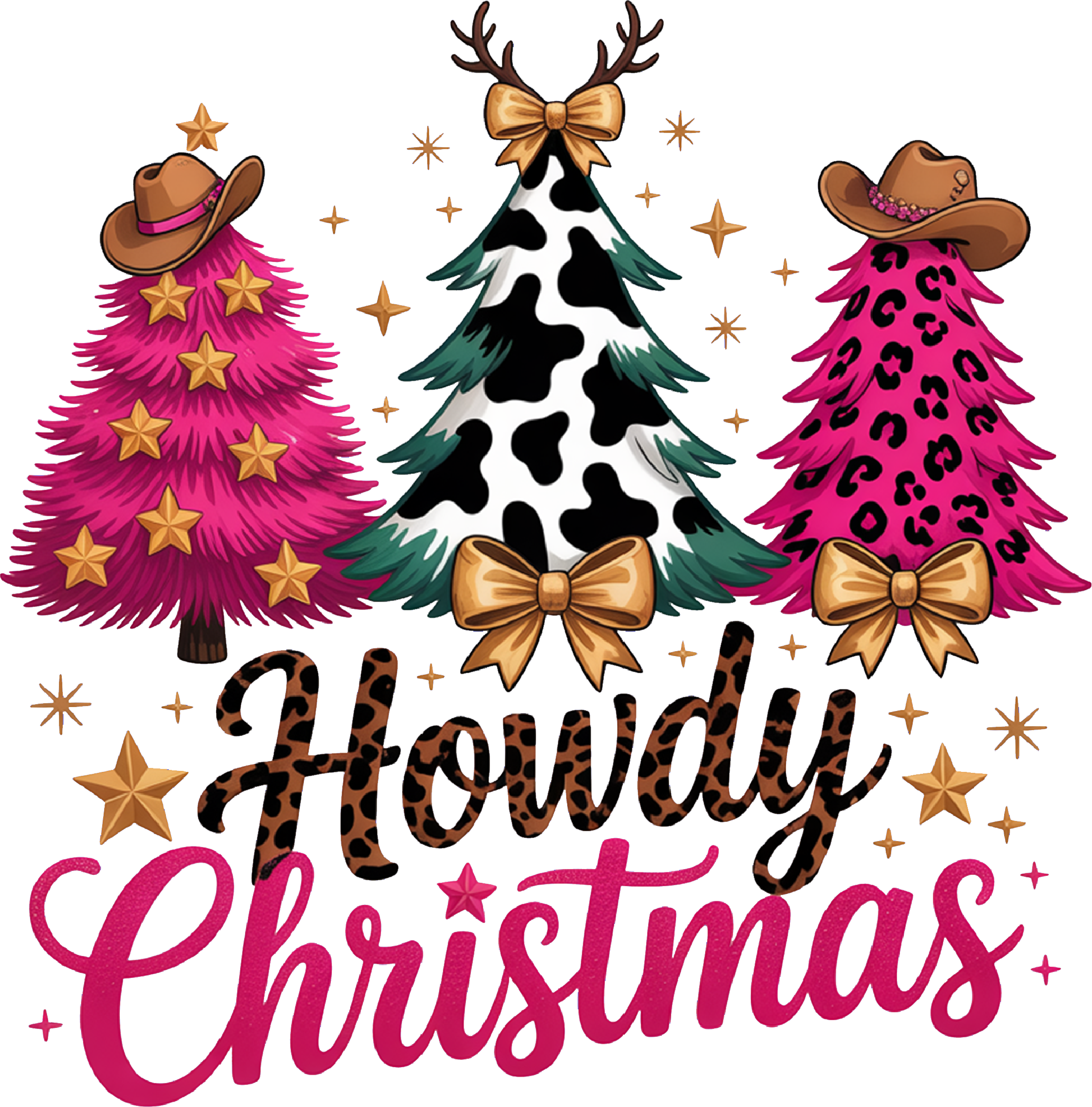 Pink Howdy Christmas - Christmas Ready to Press DTF Transfer