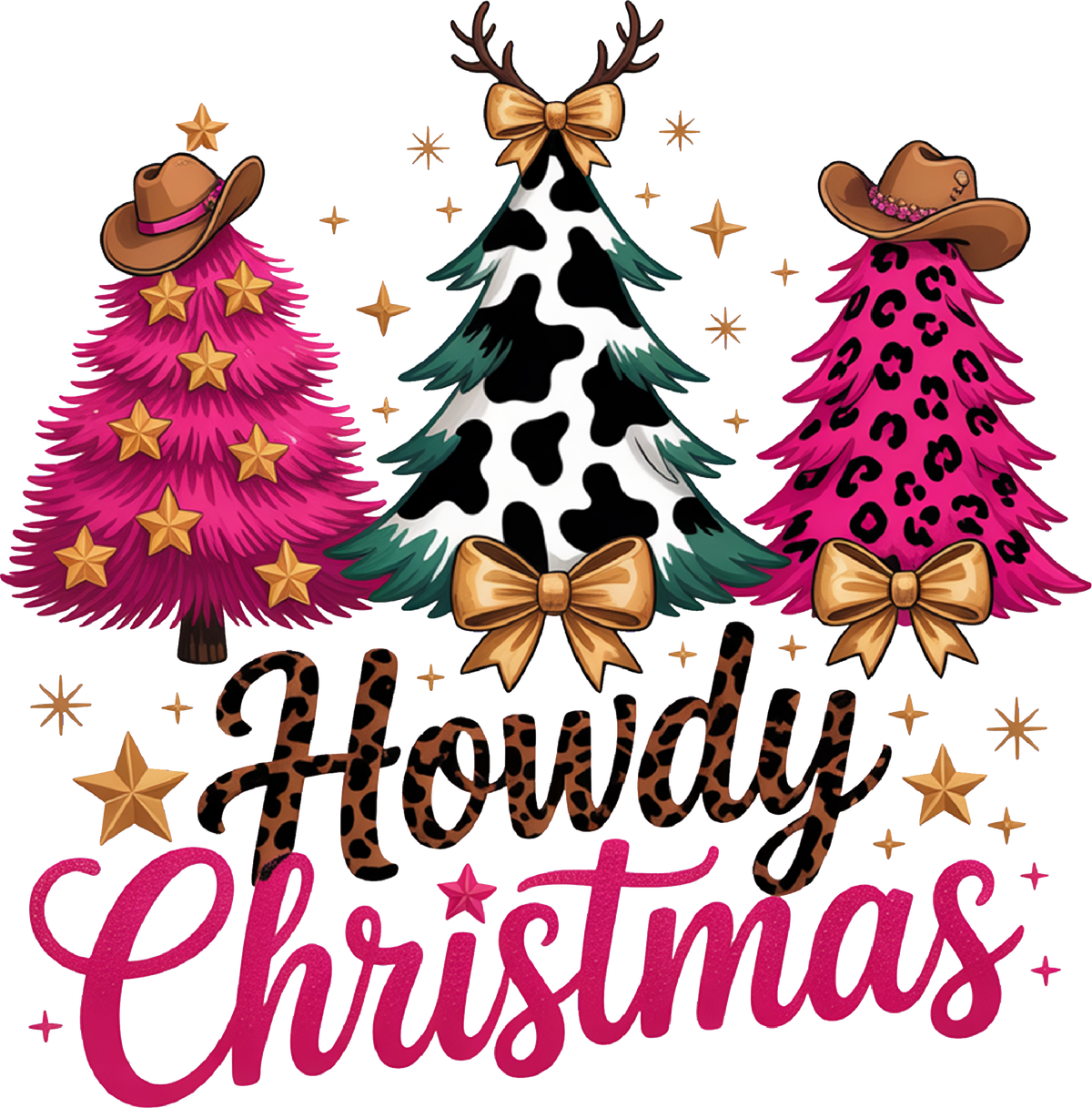 Pink Howdy Christmas - Christmas Ready to Press DTF Transfer