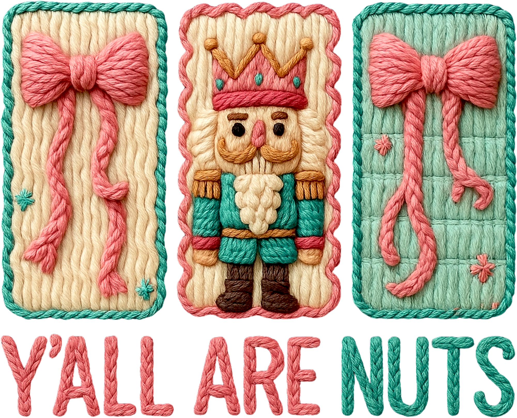 Coquette Christmas Nutcracker Latch Hook Yarn Crochet - Christmas Ready to Press DTF Transfer