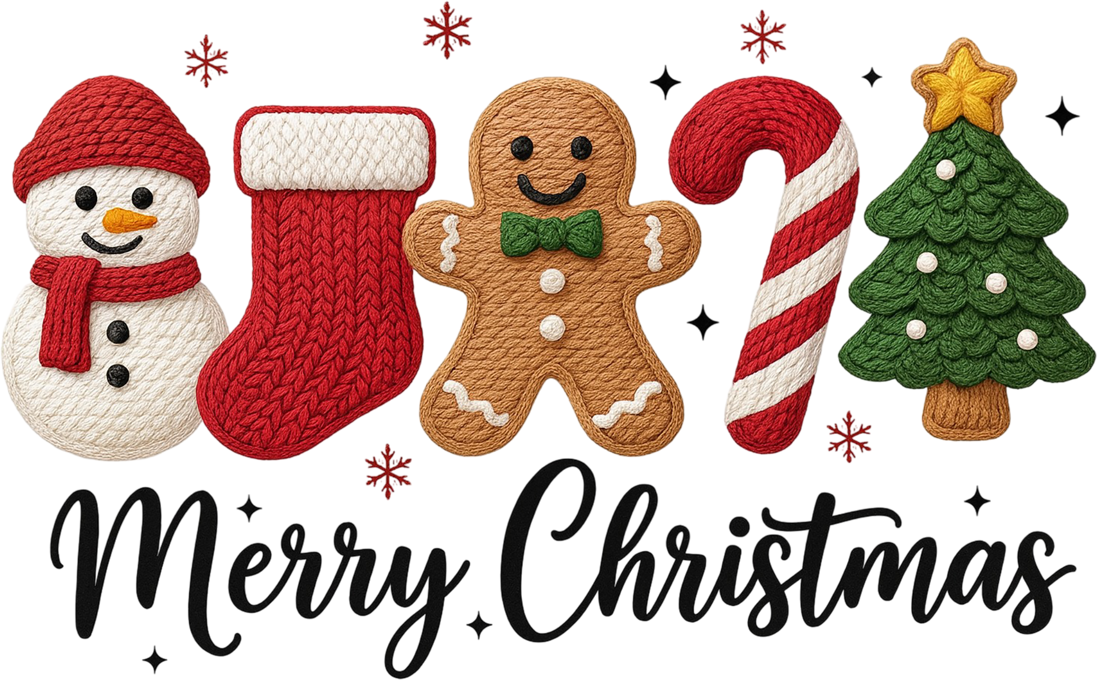 Latch Hook Yarn Faux Merry Christmas - Christmas Ready to Press DTF Transfer