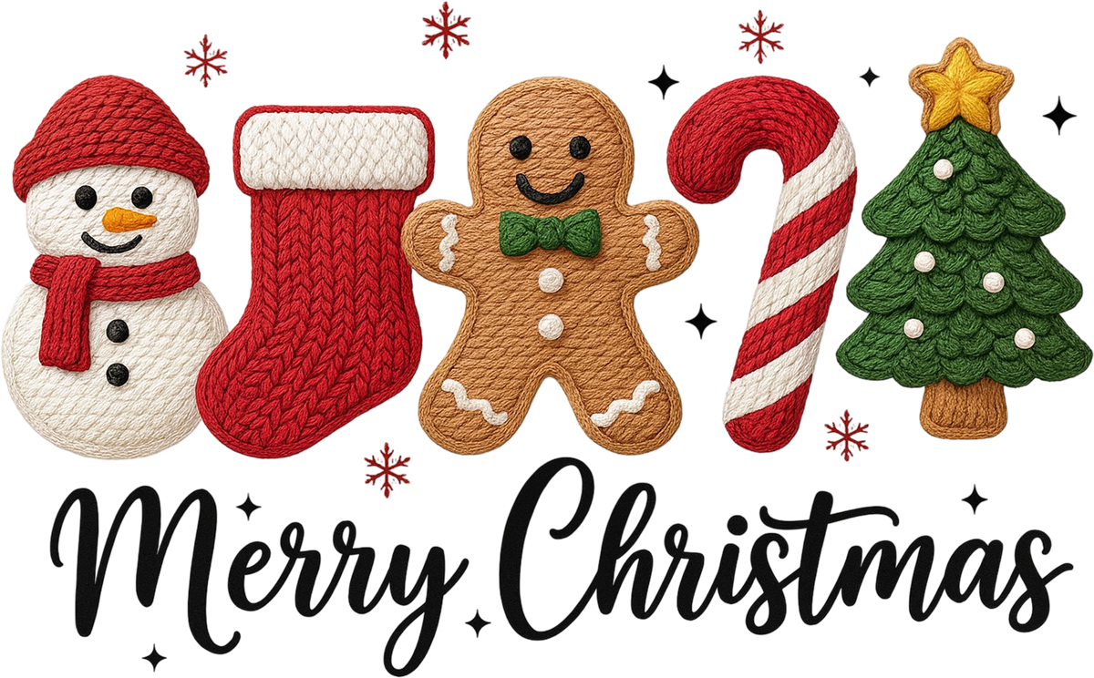 Latch Hook Yarn Faux Merry Christmas - Christmas Ready to Press DTF Transfer