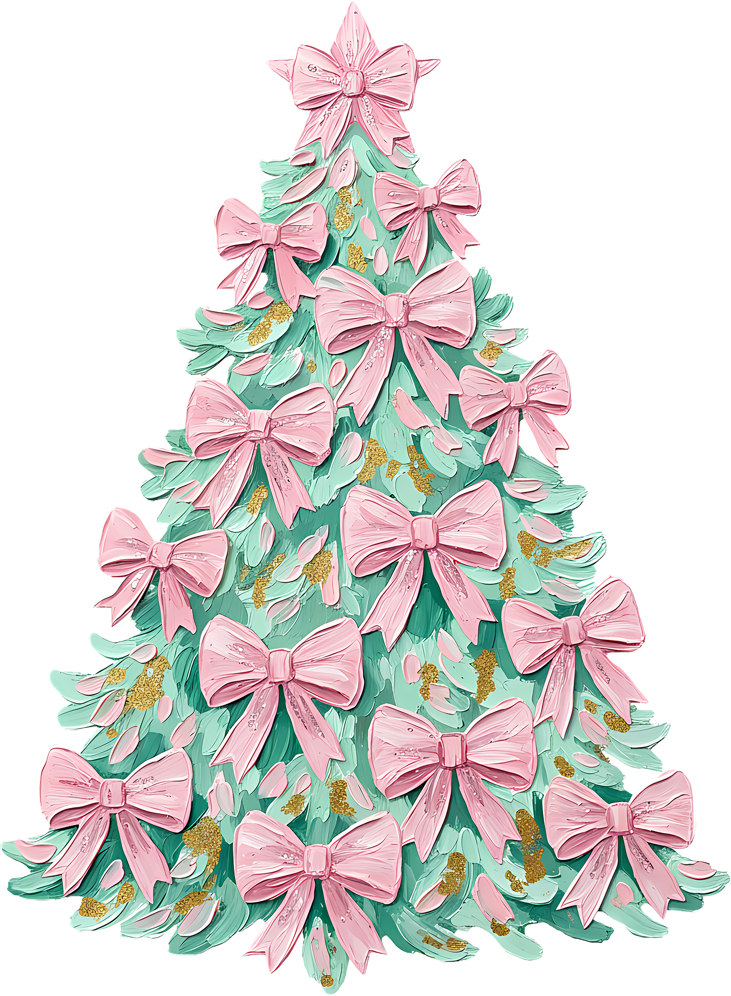 Hand Painted Brushstroke Christmas Tree - Christmas Ready to Press DTF Transfer