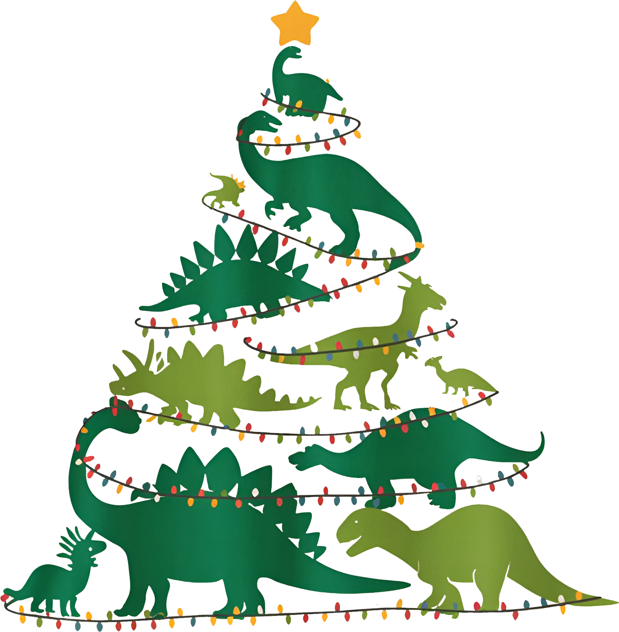 Dinosaurs Christmas Tree - Christmas Ready to Press DTF Transfer