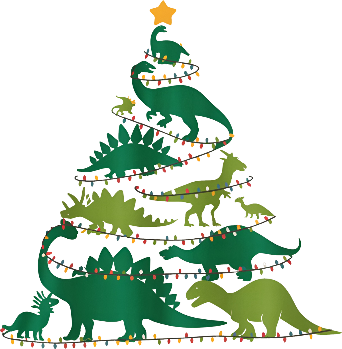 Dinosaurs Christmas Tree - Christmas Ready to Press DTF Transfer