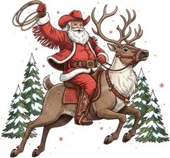Western Christmas Cowboy Santa - Christmas Ready to Press DTF Transfer