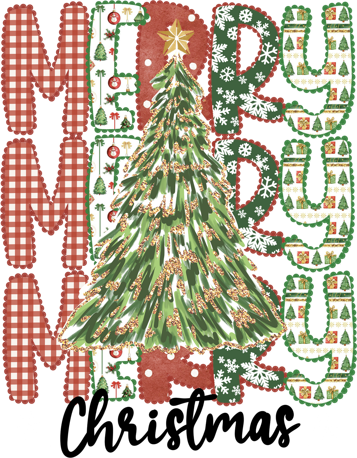 Merry Christmas - Christmas Ready to Press DTF Transfer