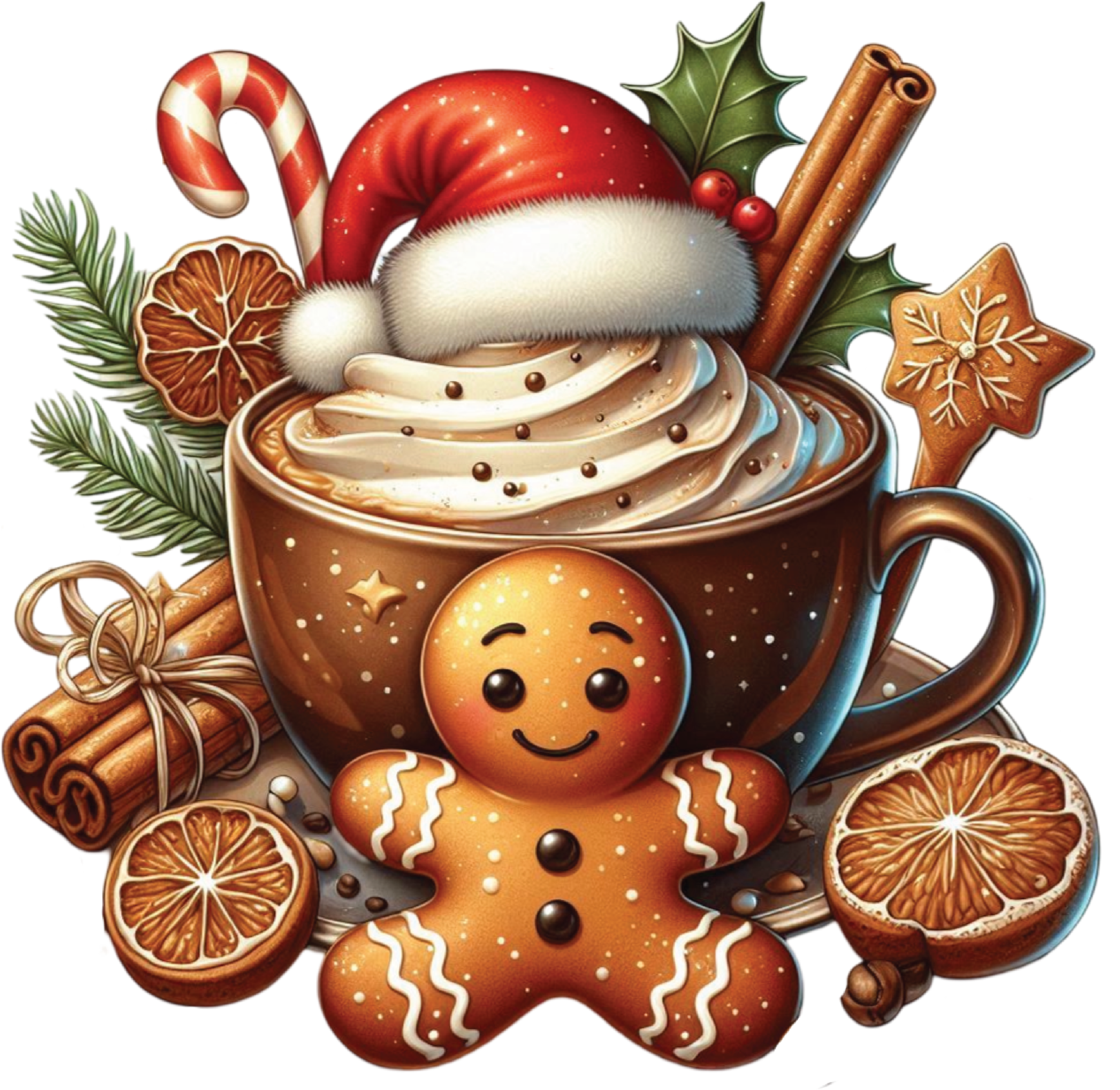 Cute Christmas Cocoa Gingerbread Man - Christmas Ready to Press DTF Transfer
