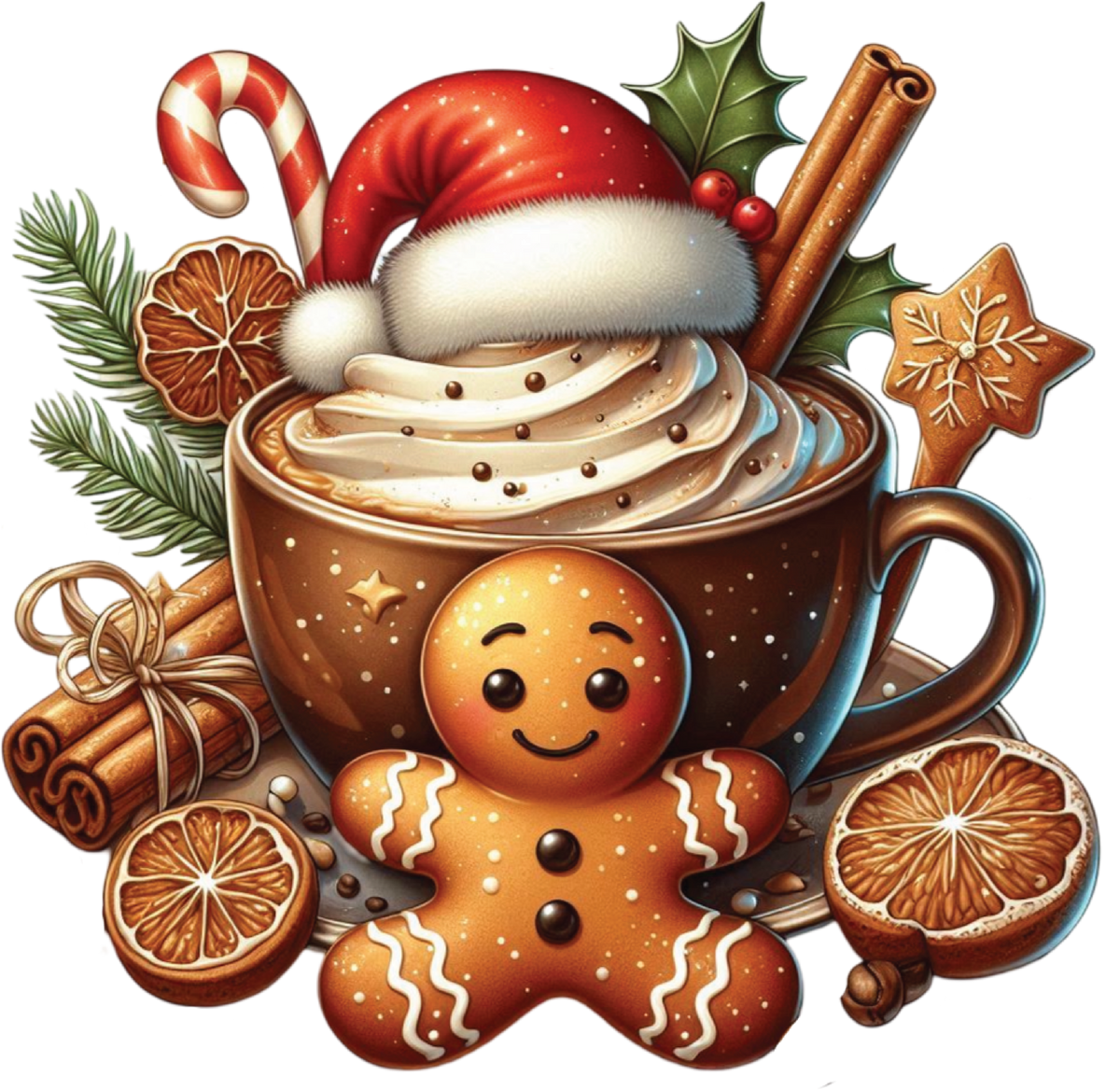 Cute Christmas Cocoa Gingerbread Man - Christmas Ready to Press DTF Transfer