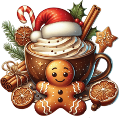 Cute Christmas Cocoa Gingerbread Man - Christmas Ready to Press DTF Transfer
