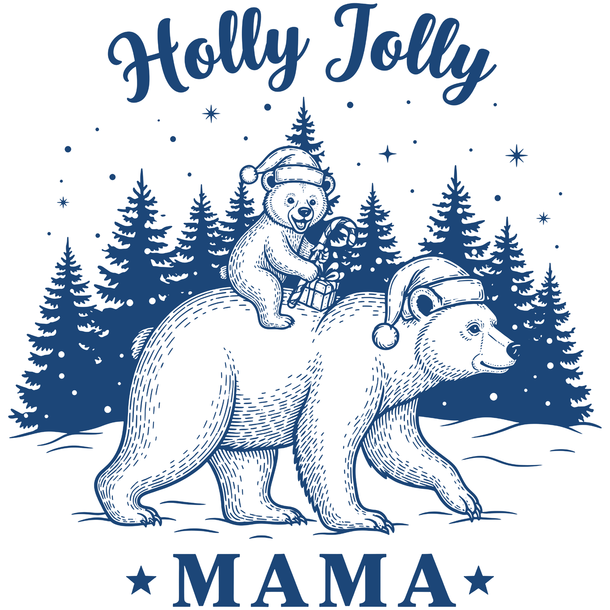 Holly Jolly Mama Bear - Christmas Ready to Press DTF Transfer