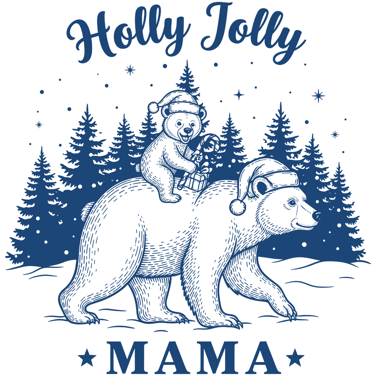 Holly Jolly Mama Bear - Christmas Ready to Press DTF Transfer