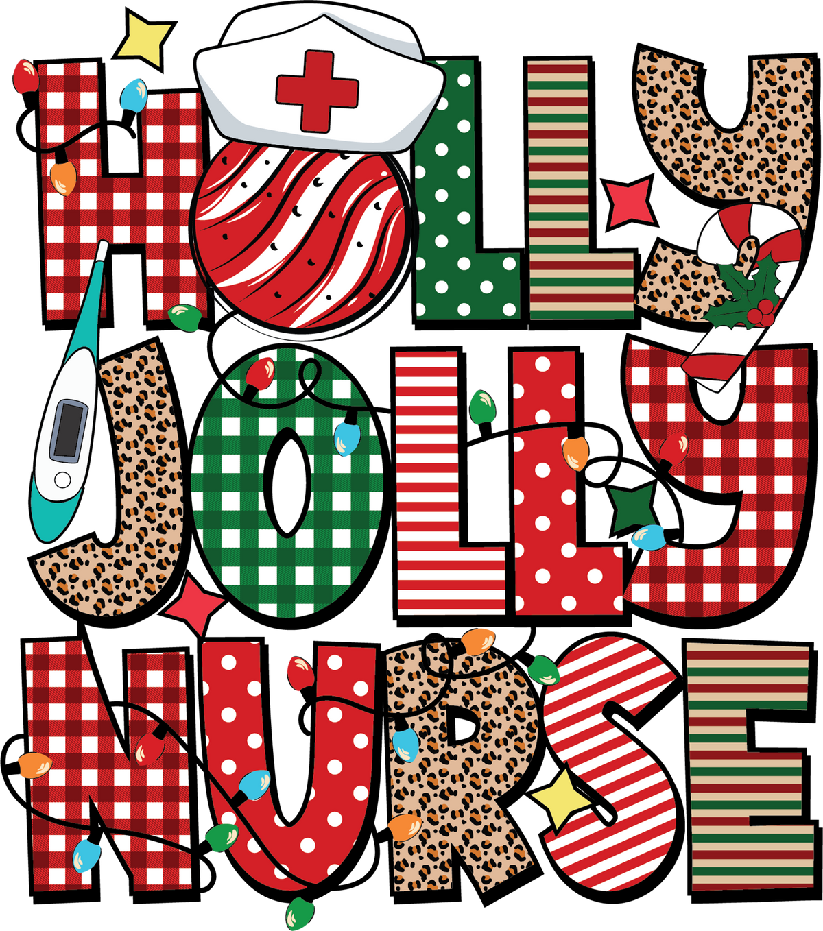 Holly Jolly Nurse - Christmas Ready to Press DTF Transfer