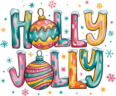 Colorful Holly Jolly - Christmas Ready to Press DTF Transfer
