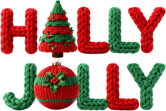 Holly Jolly Crochet Ornament Christmas - Christmas Ready to Press DTF Transfer