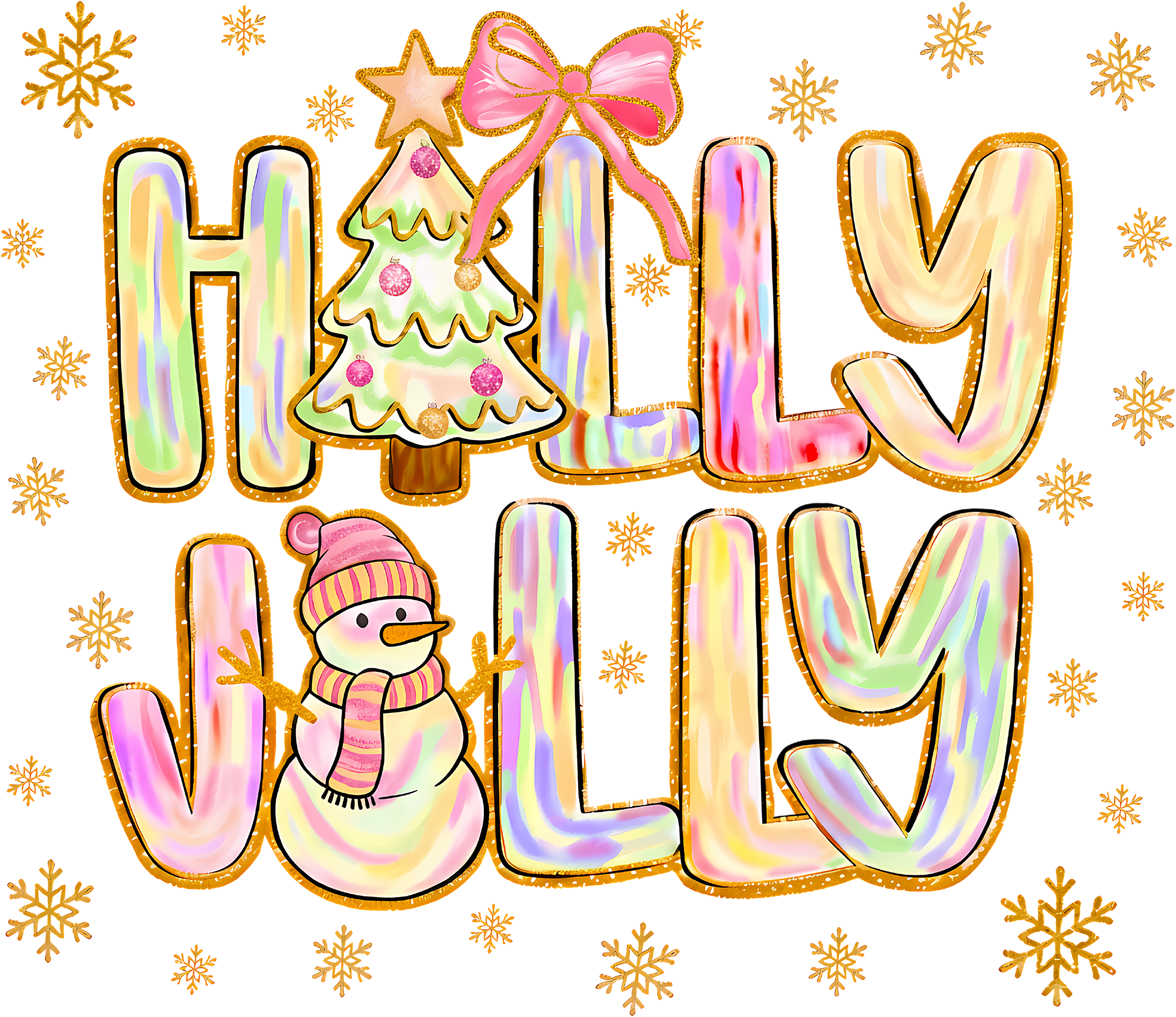 Snowman Holly Jolly - Christmas Ready to Press DTF Transfer