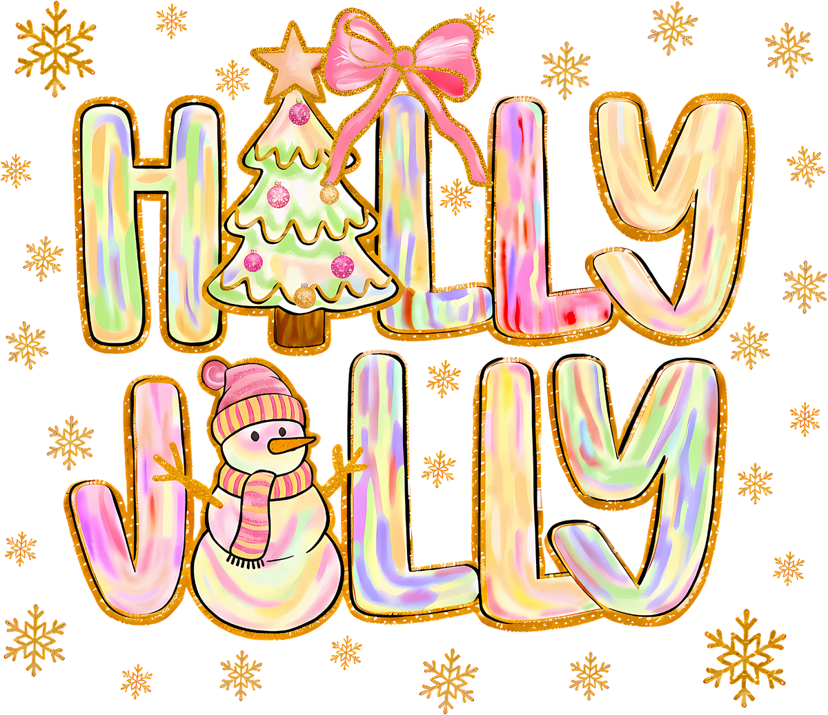 Snowman Holly Jolly - Christmas Ready to Press DTF Transfer