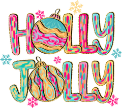 Brushstroke Ornaments Holly Jolly - Christmas Ready to Press DTF Transfer