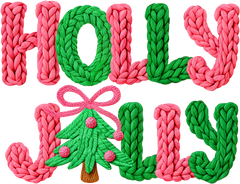 Latch Hook Yarn Crochet Holly Jolly - Christmas Ready to Press DTF Transfer