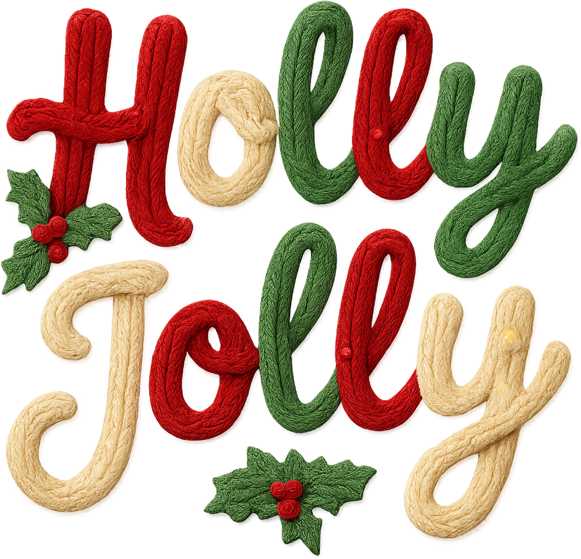 Faux Yarn Holly Jolly - Christmas Ready to Press DTF Transfer