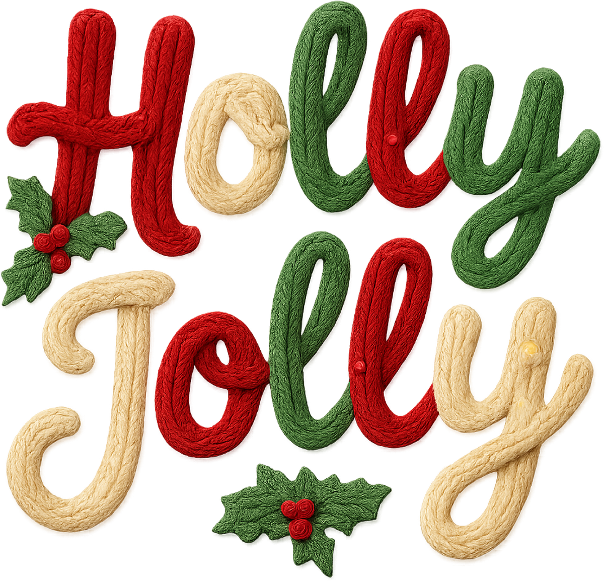 Faux Yarn Holly Jolly - Christmas Ready to Press DTF Transfer