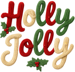 Faux Yarn Holly Jolly - Christmas Ready to Press DTF Transfer