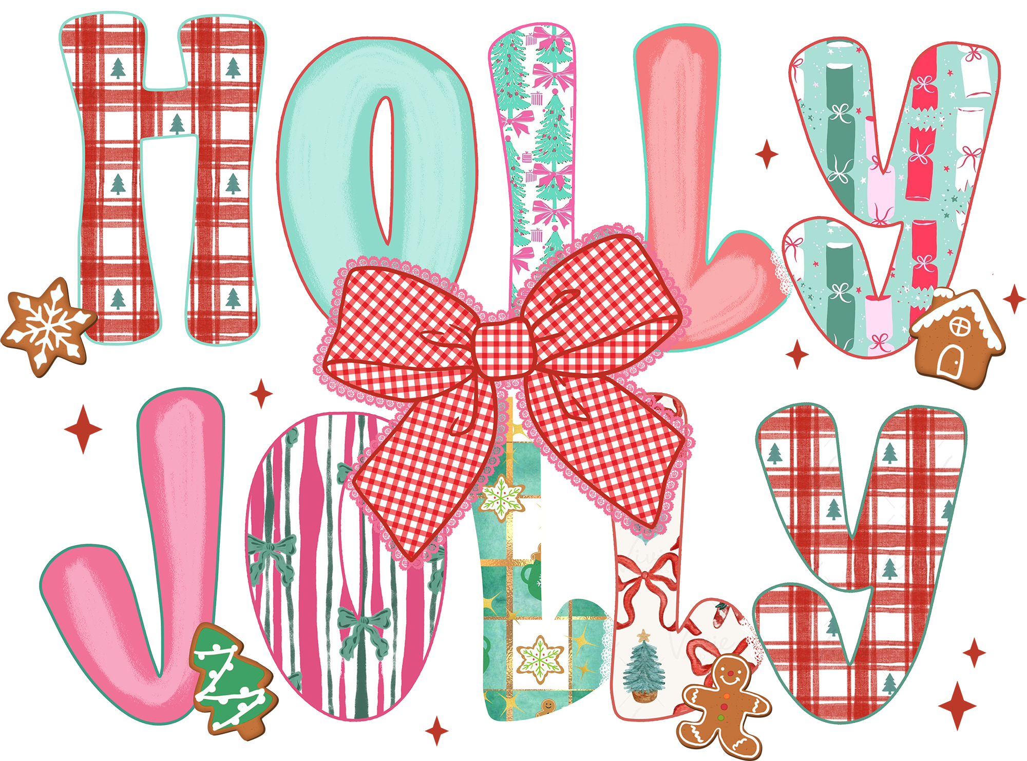 Holly Jolly Bow - Christmas Ready to Press DTF Transfer