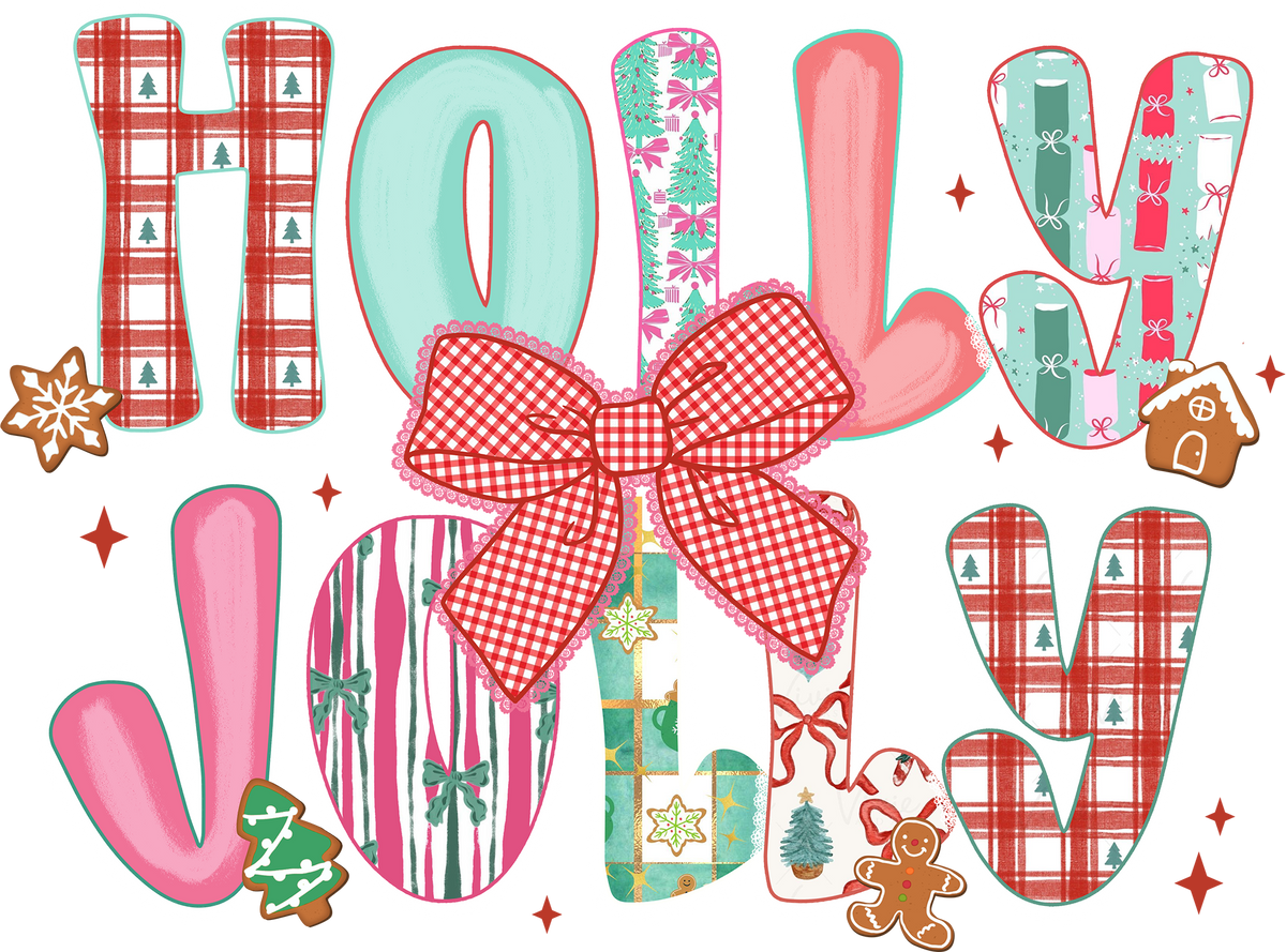 Holly Jolly Bow - Christmas Ready to Press DTF Transfer