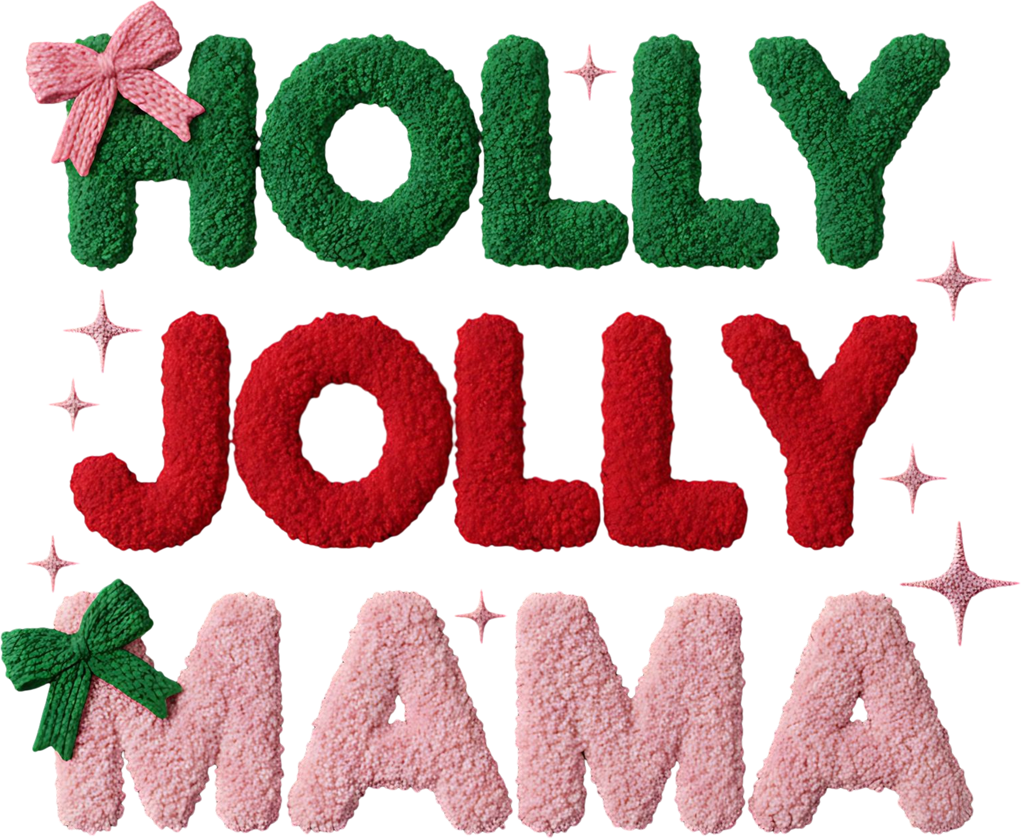 Faux Yarn Crochet Holly Jolly Mama - Christmas Ready to Press DTF Transfer