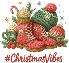 Faux Yarn Christmas Vibes - Christmas Ready to Press DTF Transfer