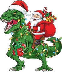 Christmas Santa Ridding T-rex Dinosaur - Christmas Ready to Press DTF Transfer