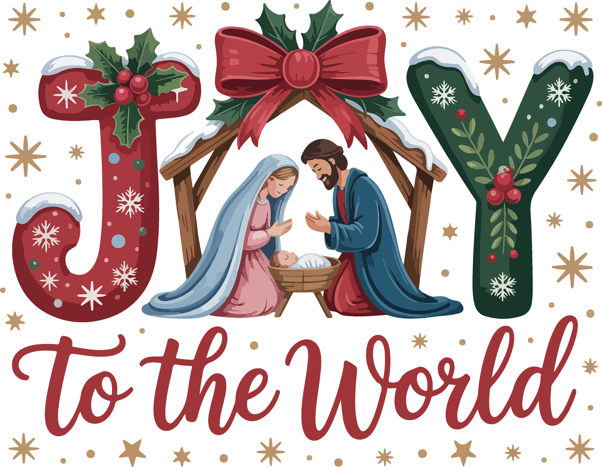 Joy To The World - Christmas Ready to Press DTF Transfer