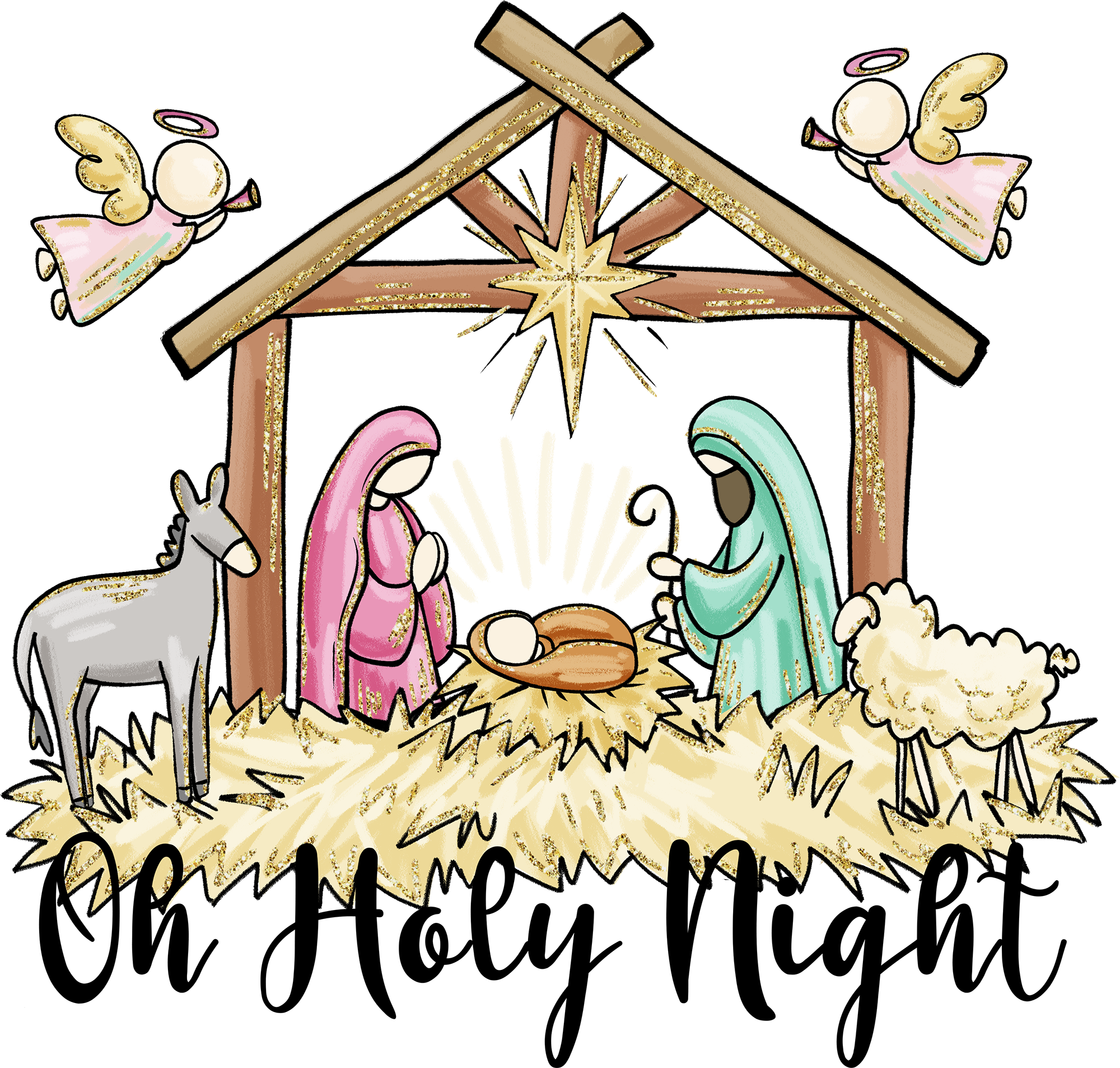 Christmas Oh Holly Night - Christmas Ready to Press DTF Transfer