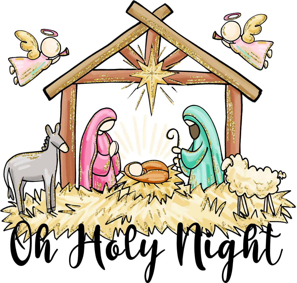 Christmas Oh Holly Night - Christmas Ready to Press DTF Transfer