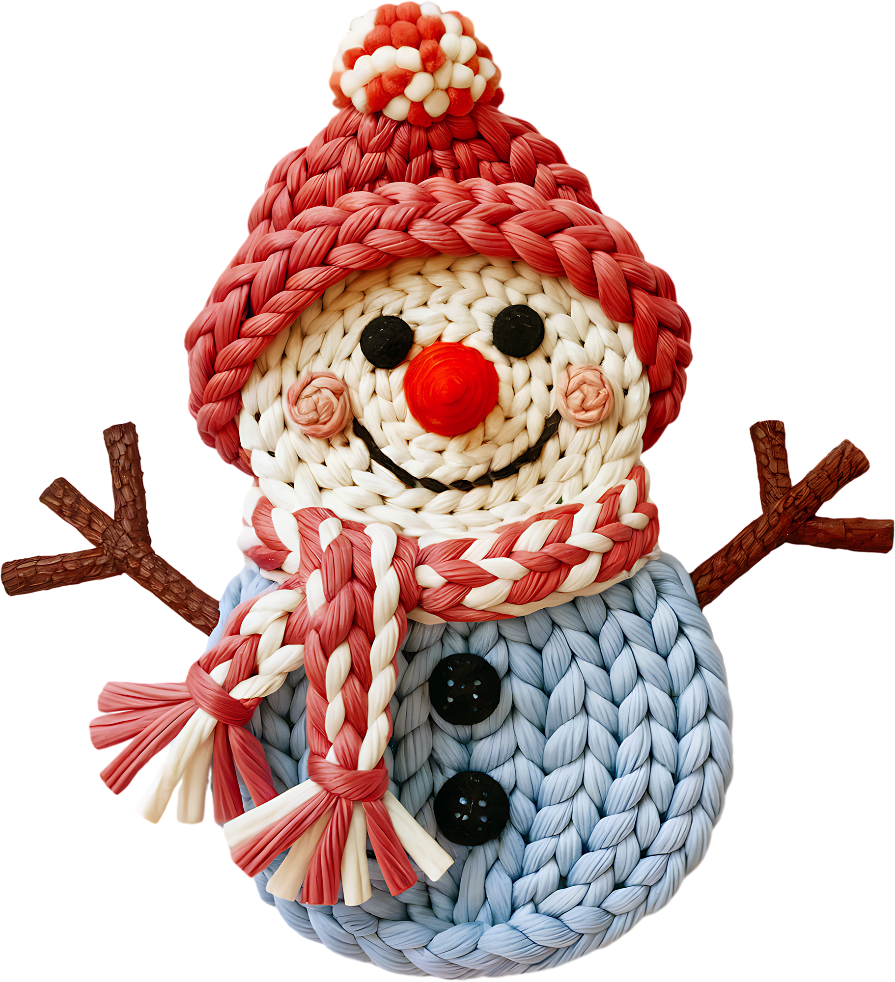 Christmas Faux Yarn Crochet Snowman - Christmas Ready to Press DTF Transfer