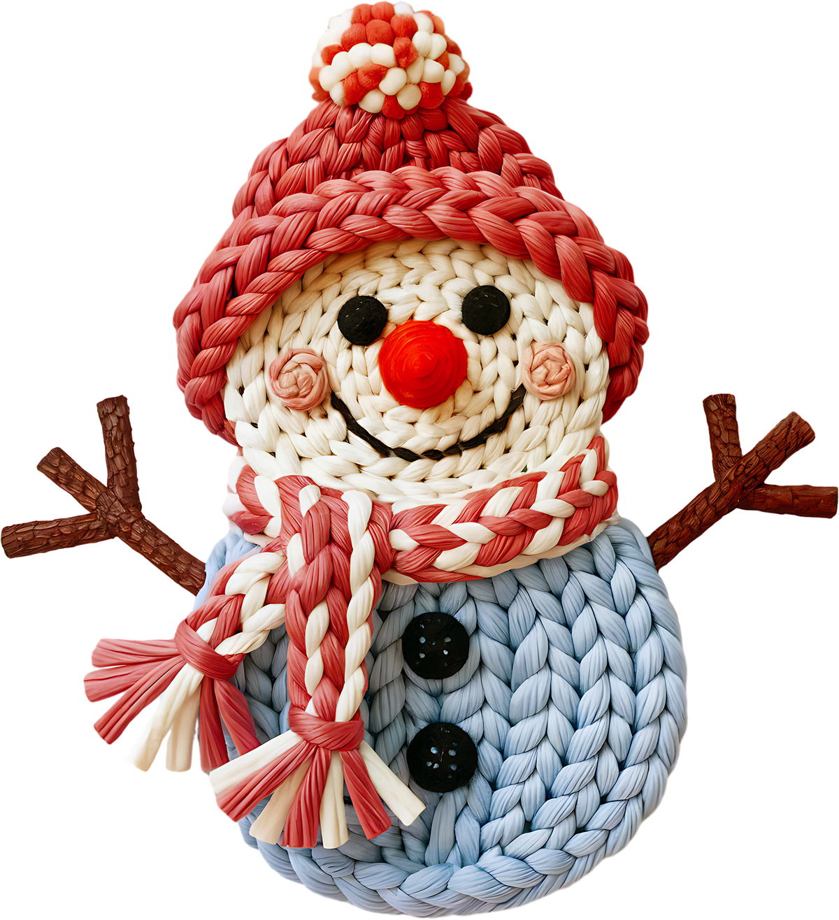 Christmas Faux Yarn Crochet Snowman - Christmas Ready to Press DTF Transfer